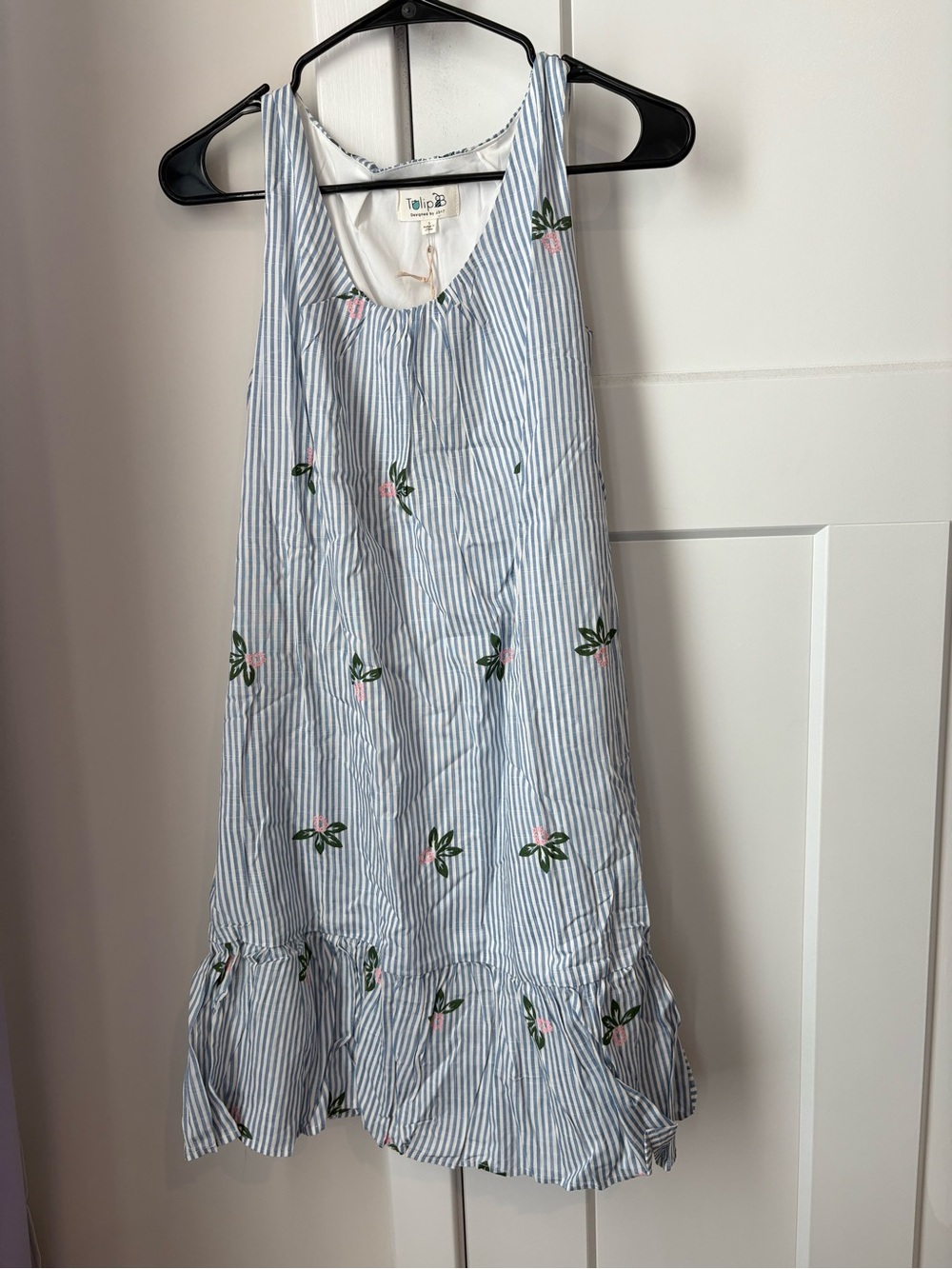 Tulip B Blue And White Striped Floral Dress Size Small New